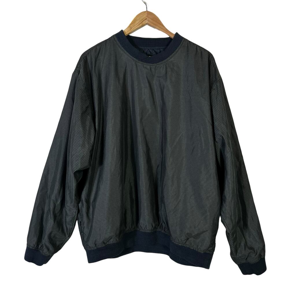 Vintage Cyrk Gingham Pullover Windbreaker Mens L Gray Lightweight Streetwear